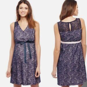 Motherhood Maternity Gender Reveal Lace Overlay Sleeveless Dress NWT